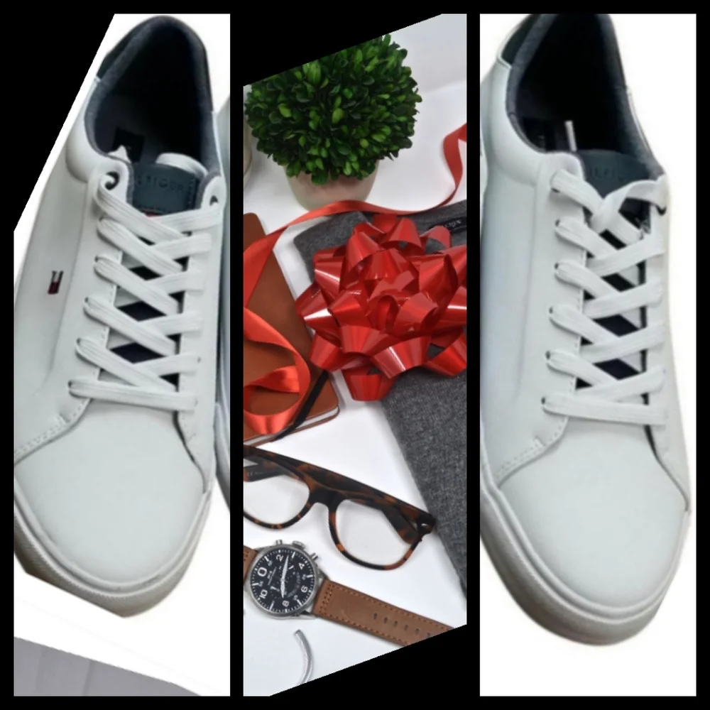 Tommy Hilfiger Men's Ref Low-Top White Sneakers Size 12●